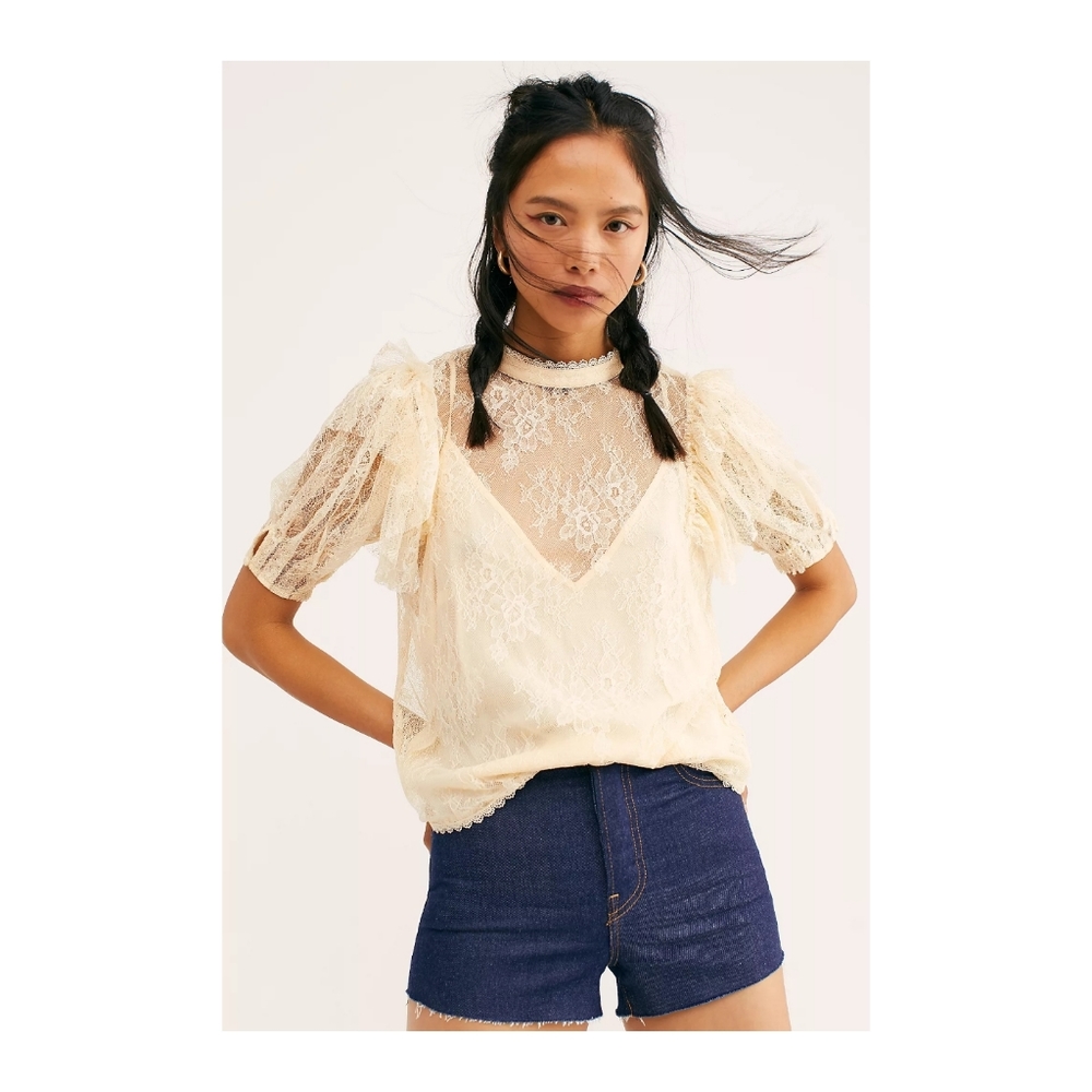 NWT Free People Sheer Lace Blouse